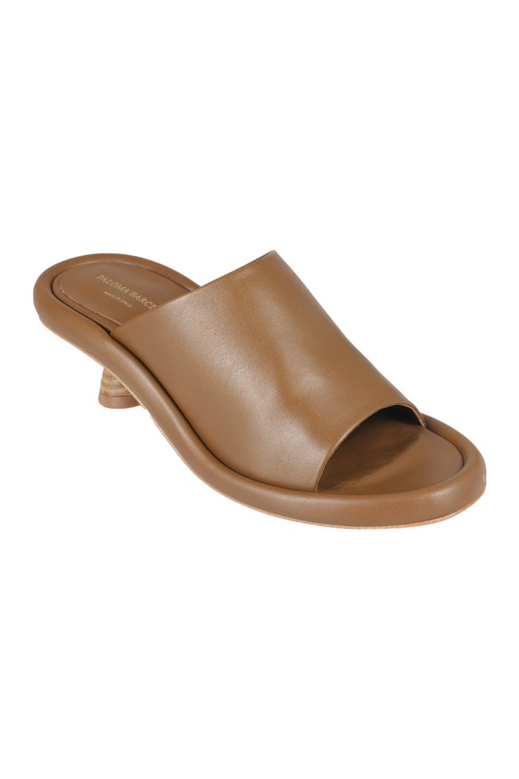 Paloma Barceló Cognac Leather Open-toe Mules In Brown