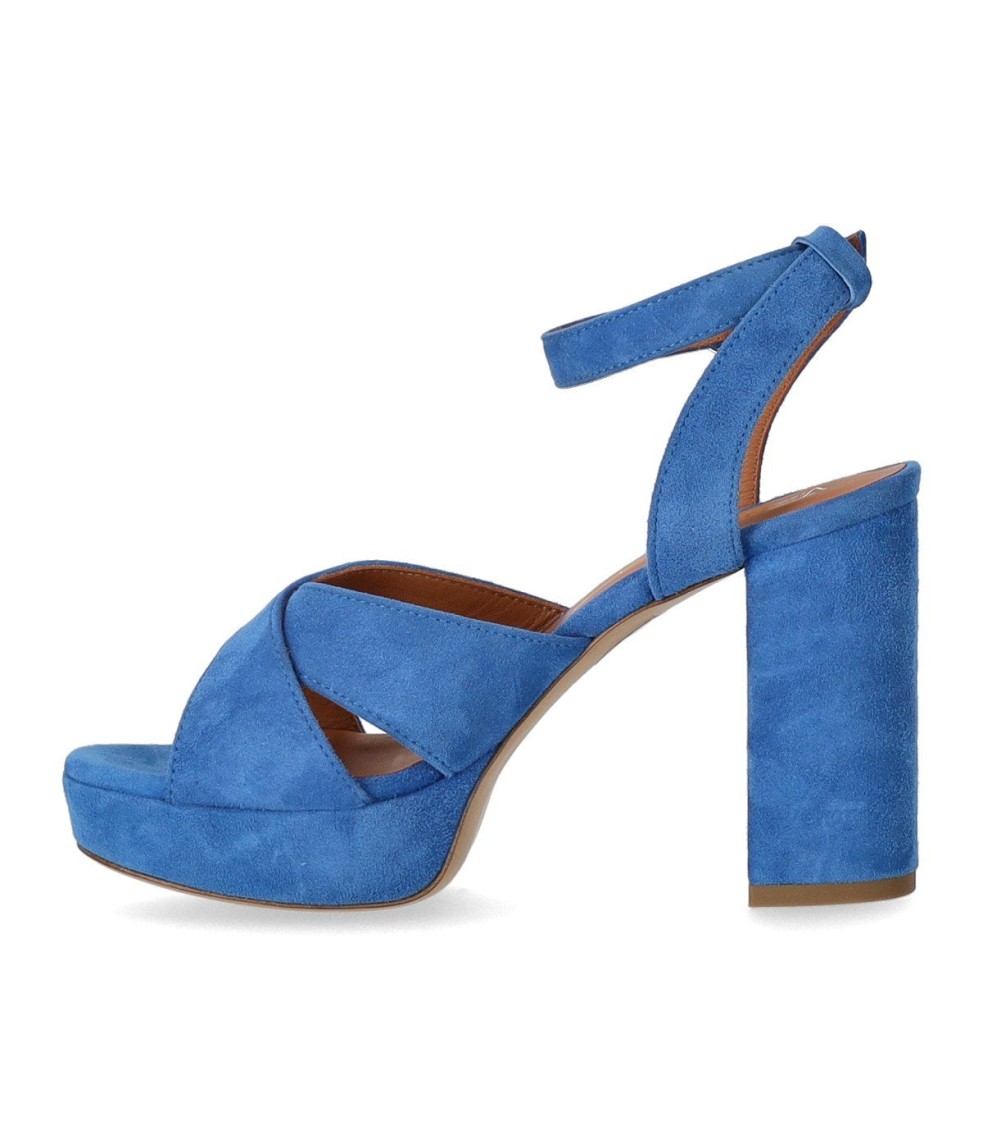 Via Roma 15 Denim Blue Heeled Sandal In Blue