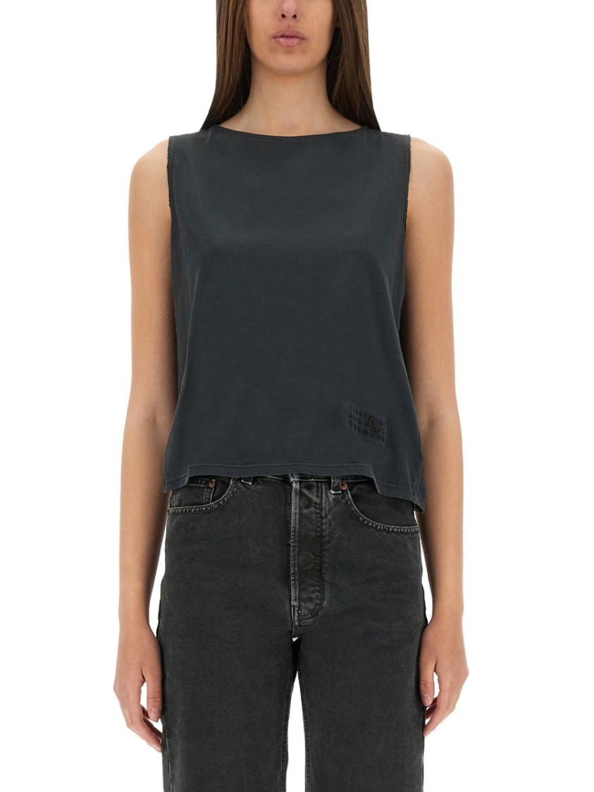 Mm6 Maison Margiela Cotton Sleeveless Tank Top With Round Hem