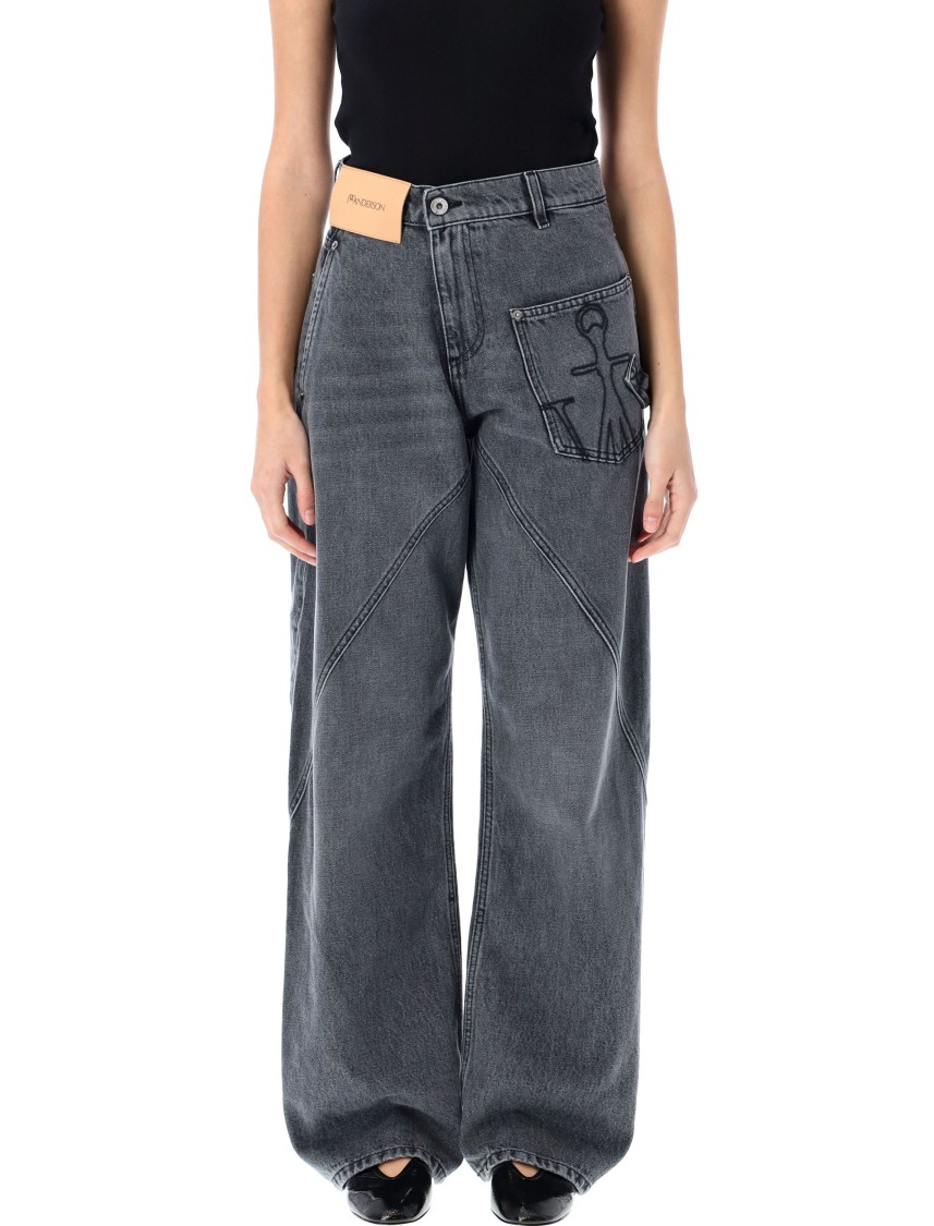 JW ANDERSON J. W. ANDERSON WIDE-LEG TWISTED DESIGN DENIM PANTS