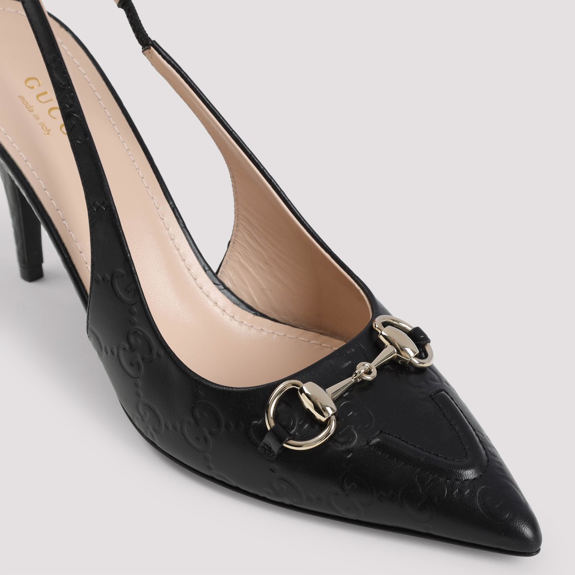 Gucci Leather Slingback Slippers With Pointed Toe In Black