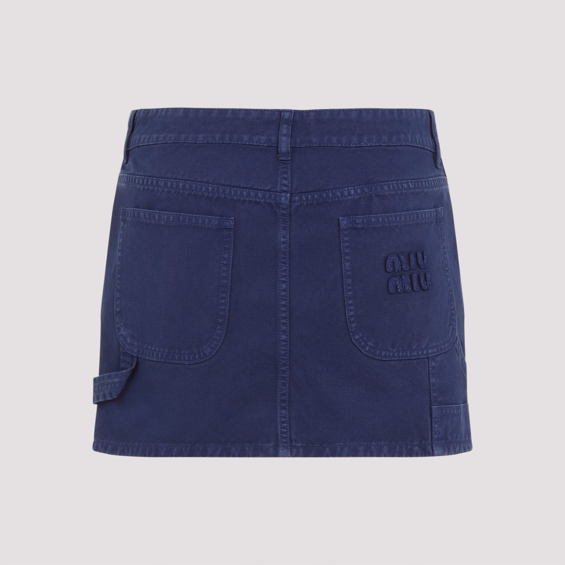 Miu Miu Embroidered Logo Mini Skirt In Blue