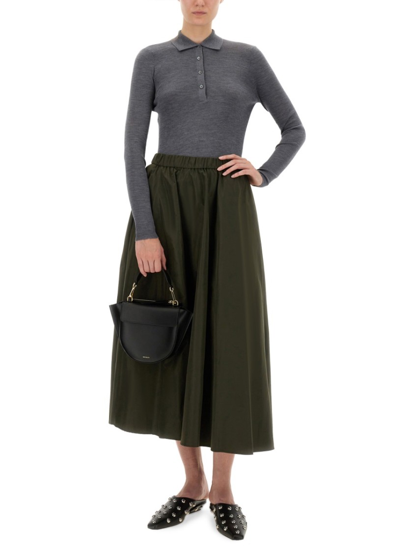 Aspesi Flared Midi Skirt With Flattering Silhouette In Green