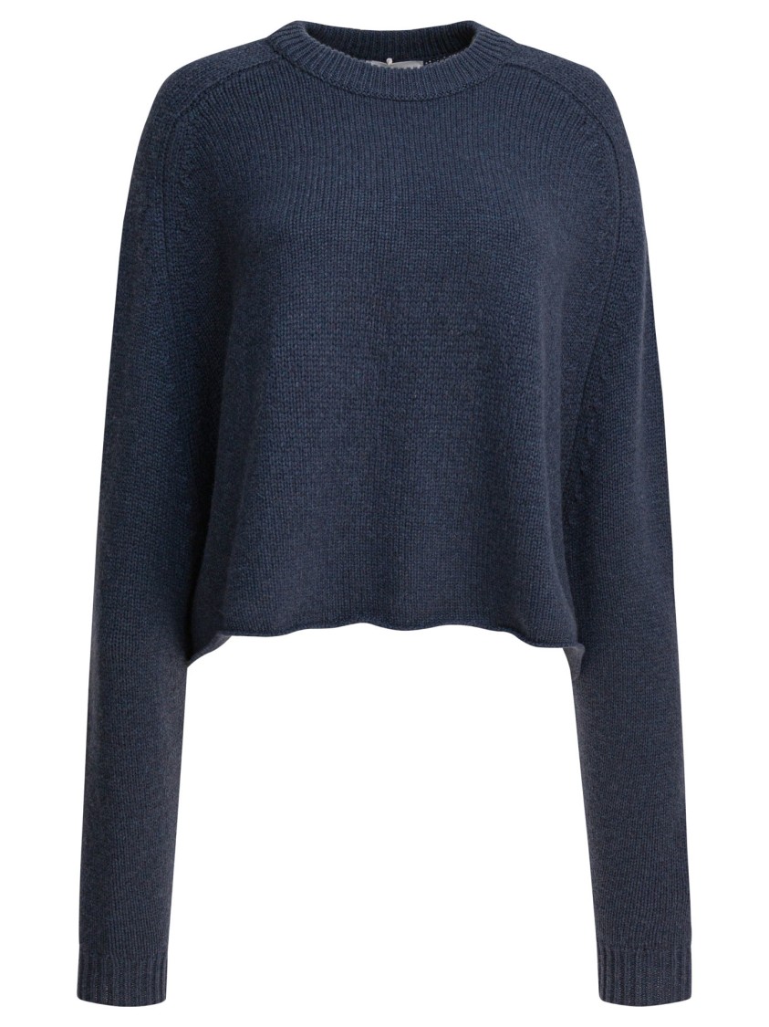 Lisa Yang Cropped Cashmere Sweater With Round Neckline In Blue