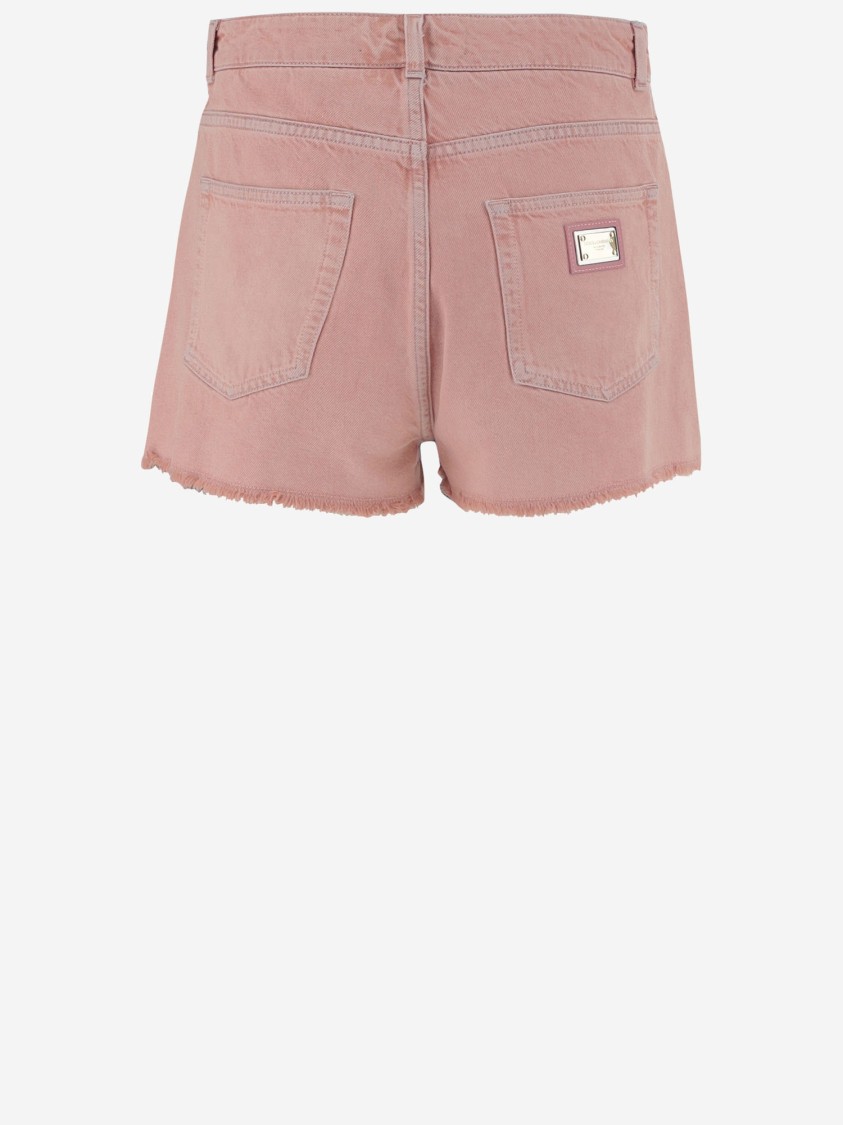 Dolce & Gabbana Regular Rise Flared Denim Shorts Clothing In Pink