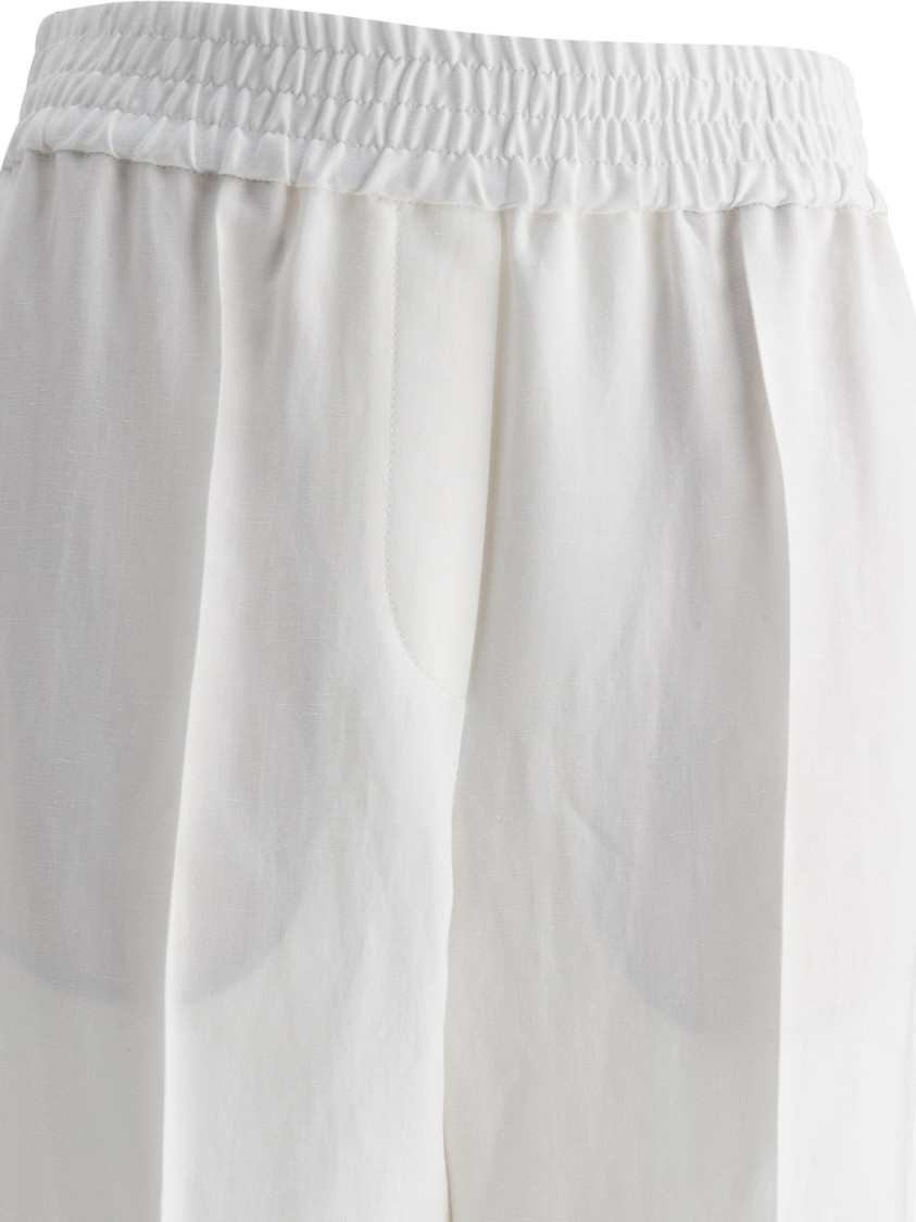 Brunello Cucinelli Soft Viscose-linen Blend Trousers In White