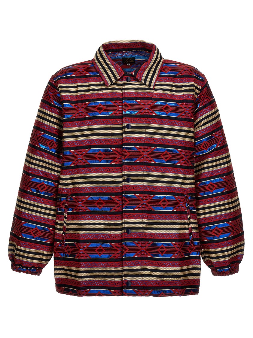 Needles Jacket Striped Pattern Side Pockets In Red