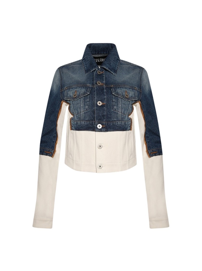 Shop Jean Paul Gaultier The Petit Grand Denim Jacket Ecru In Multicolor