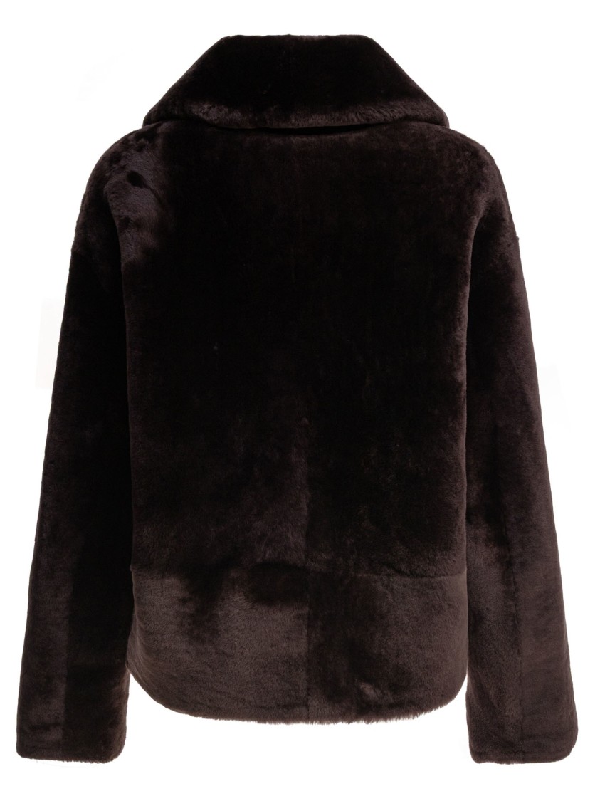 B&w Plush Brown Lamb Fur Coat In Brown