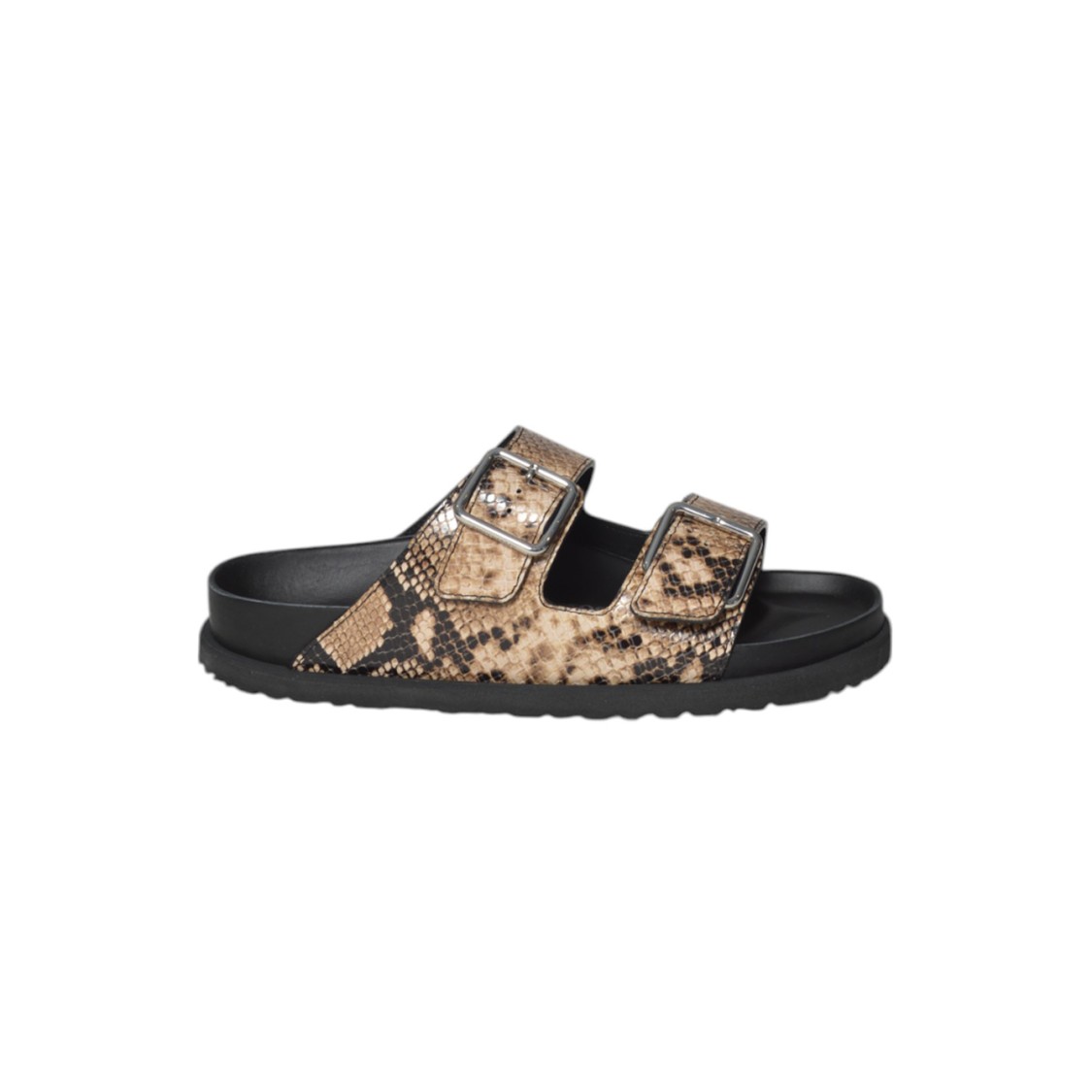 Birkenstock Textured Snake Print Flat Sandals
