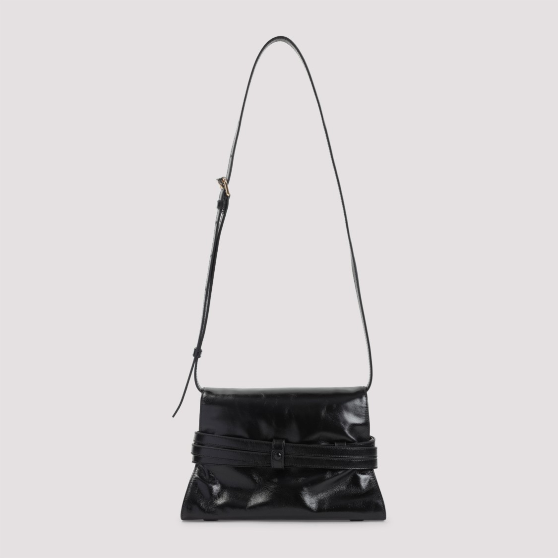 Moschino Structured Leather Shoulder Bag With Adjustable Strap In Black