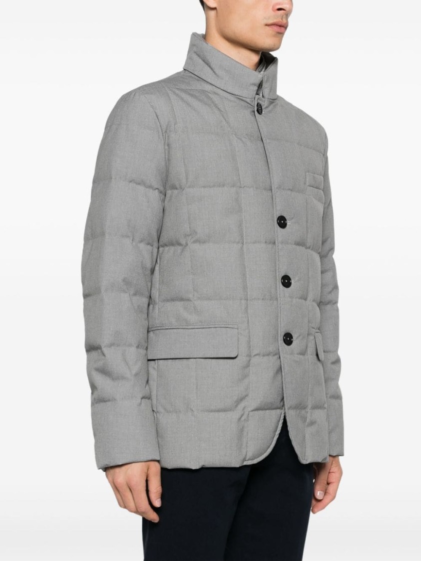 Fay Layered Design Puffer Jacket In Grey