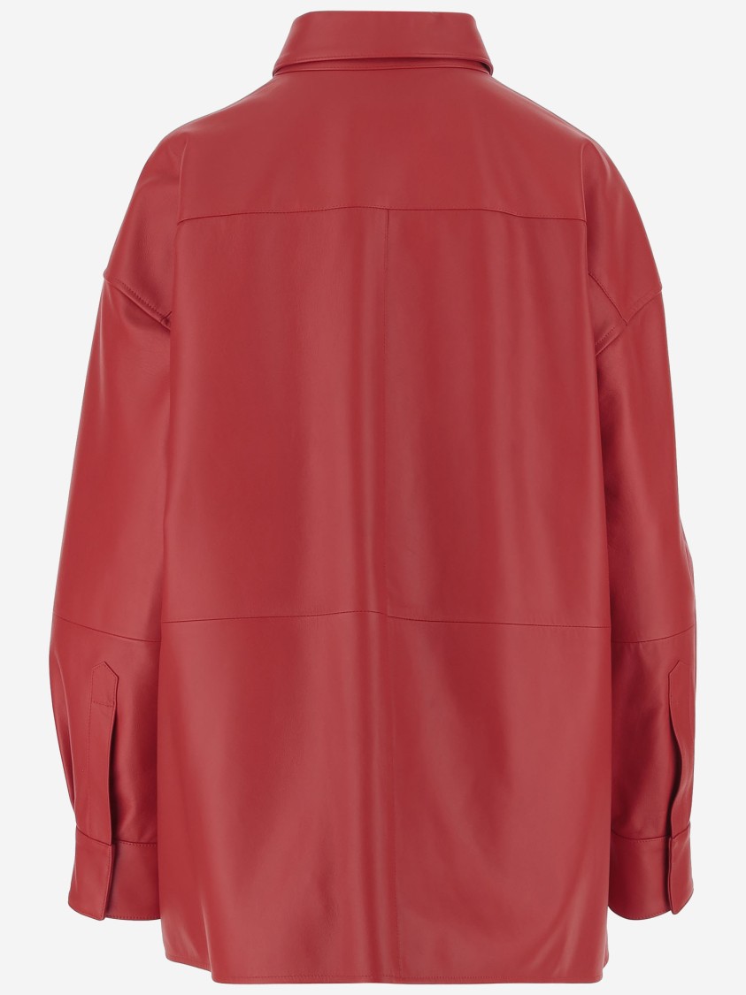 Shop Armarium Leo Leather Shirt In Red
