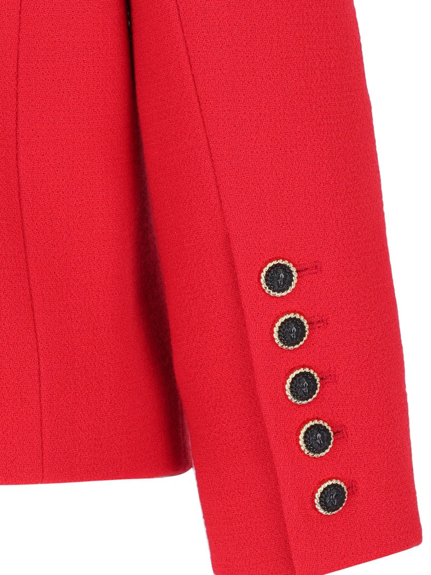 Balmain Shawl Collar Double Wool Crepe Jacket In Red