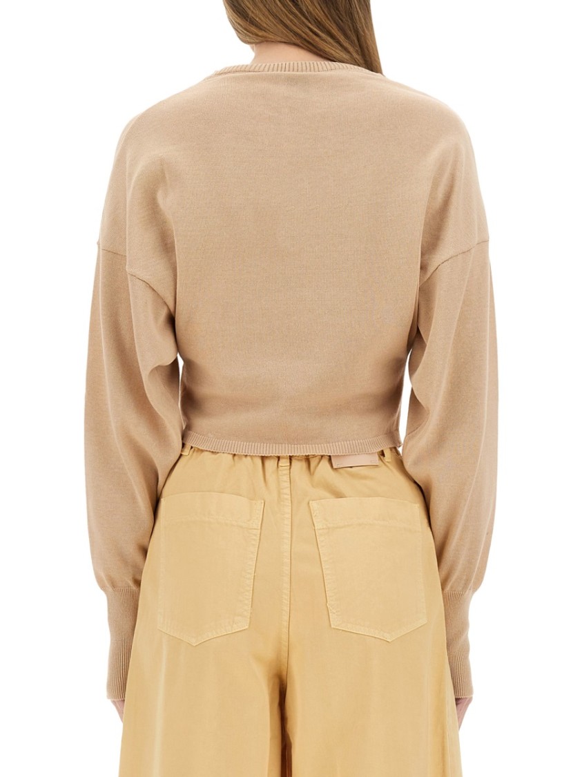 Shop Alysi Cropped Knit Top In Brown