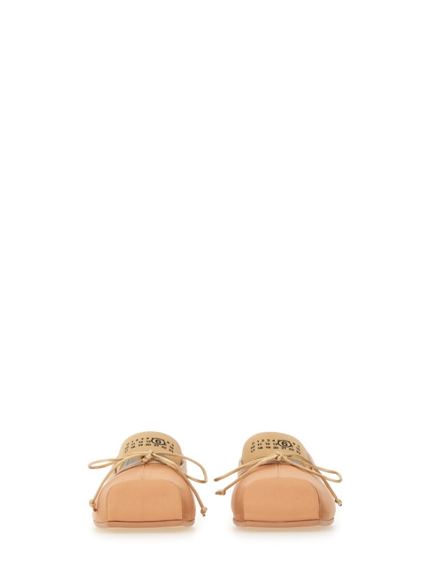 Mm6 Maison Margiela Mm6 By Maison Margiela Ballerina Flats With Logo And Bow Detail In Neutrals