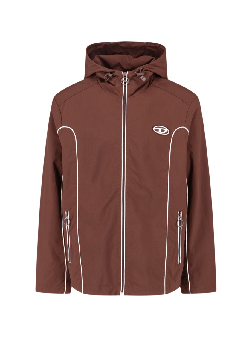 Diesel Piped Hooded Jacket In Brown