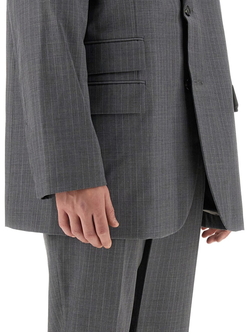 Helmut Lang Oversized Wool Blazer In Grey