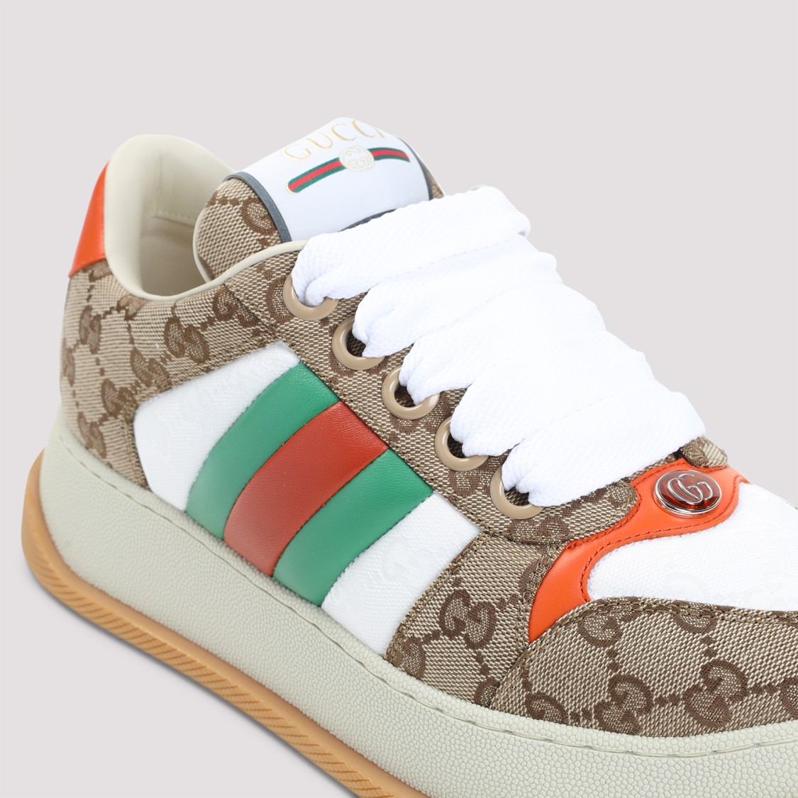 GUCCI GUCCI BROWN GG SUPREME TEXTILE DOUBLE SCREENER SNEAKERS