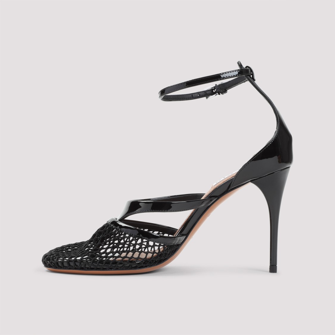 Shop Alaïa Fishnet Tong 90 Sandals In Grey