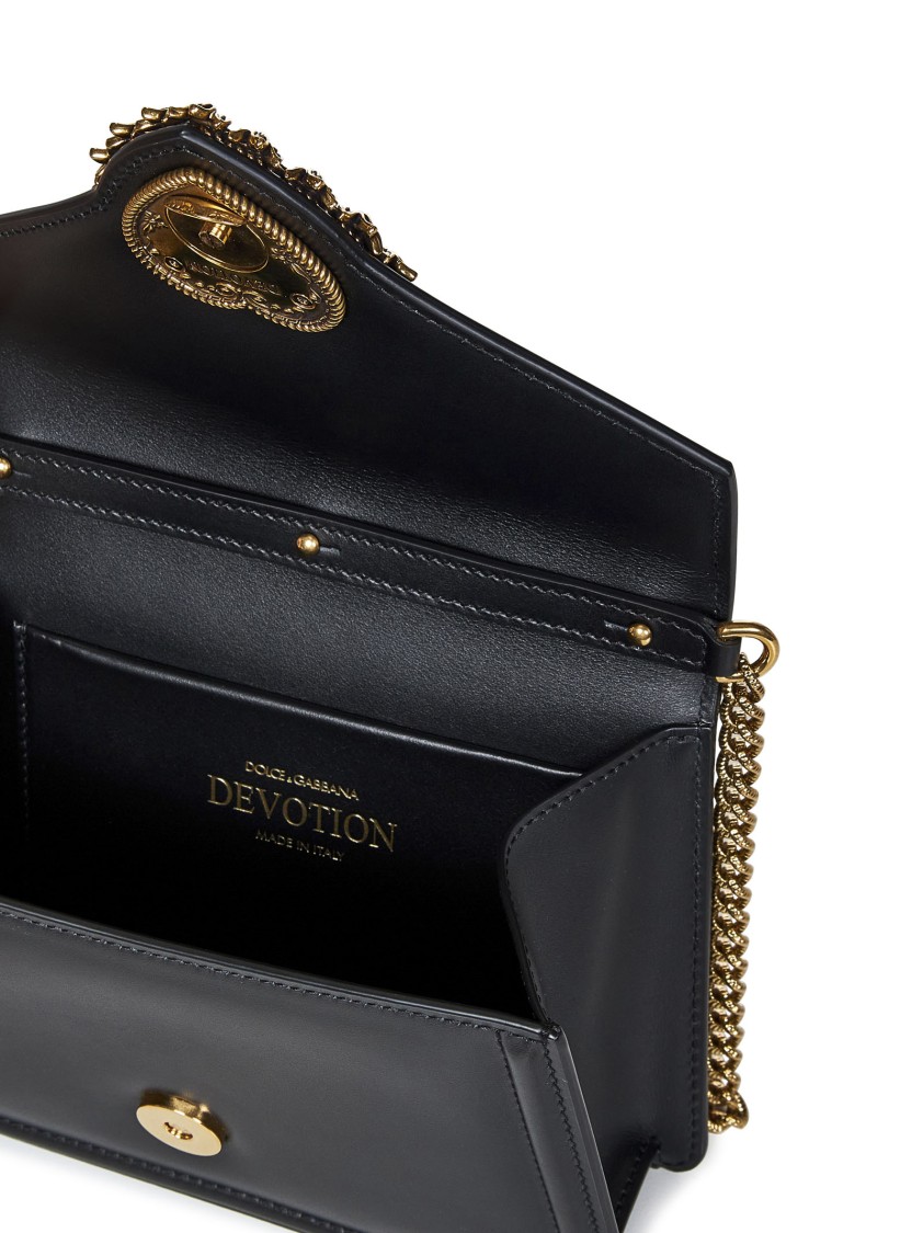 Dolce & Gabbana Structured Black Calf Leather Handbag In Black