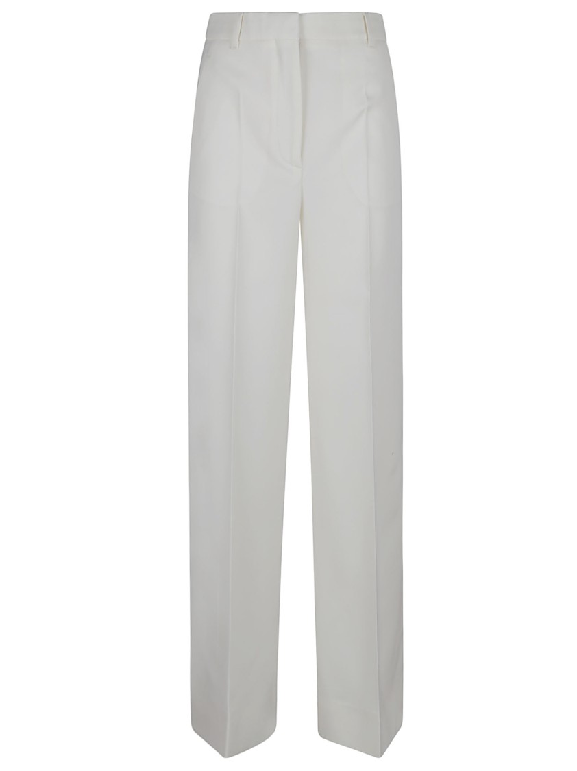 Stella Mccartney High-waisted Cream White Wool Trousers In Neutrals