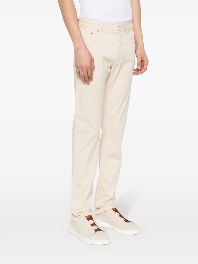 Shop Jacob Cohen Light Beige Cotton Blend Mid-rise Bard Jeans In Neutrals