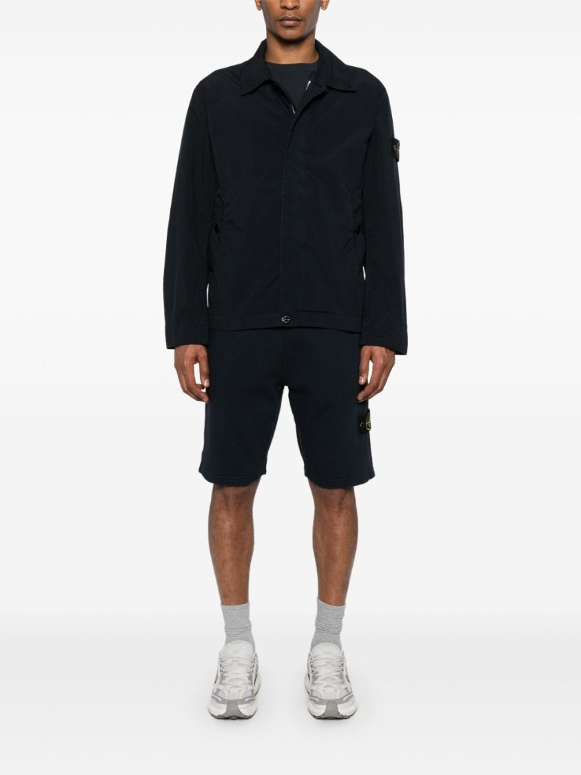 Stone Island Tailored Black Casual Jacket With Minimalist Design In Black