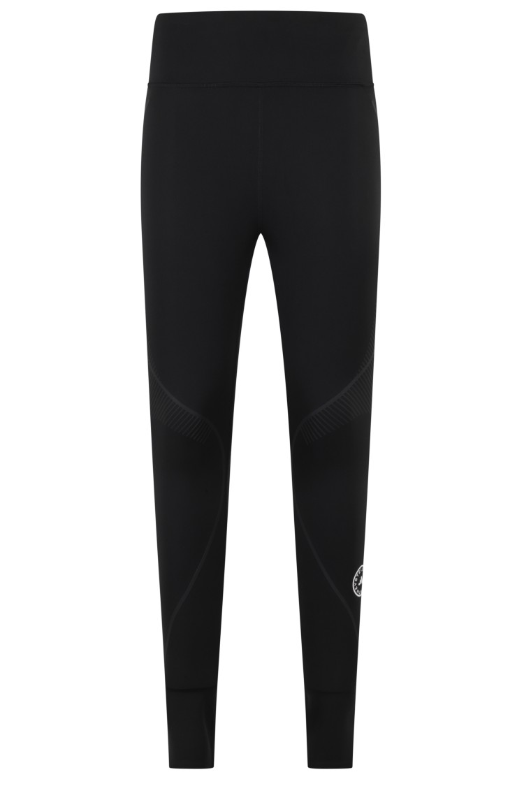 Adidas By Stella Mccartney Fitted Technical Leggings With Contrasting Logo In Black