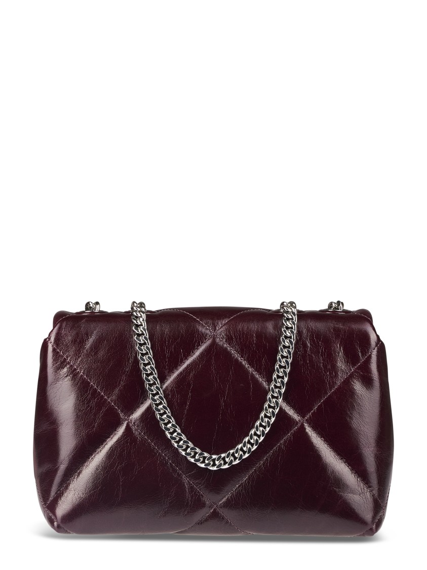 Tory Burch Kira Diamond Quilt Distressed Small Convertible Shoulder Bag In Burgundy