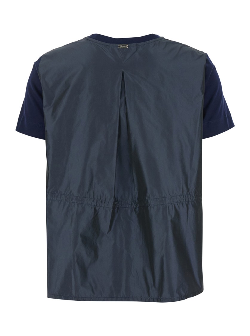 HERNO HERNO BLUE CREWNECK T-SHIRT WITH DRAWSTRING WAIST