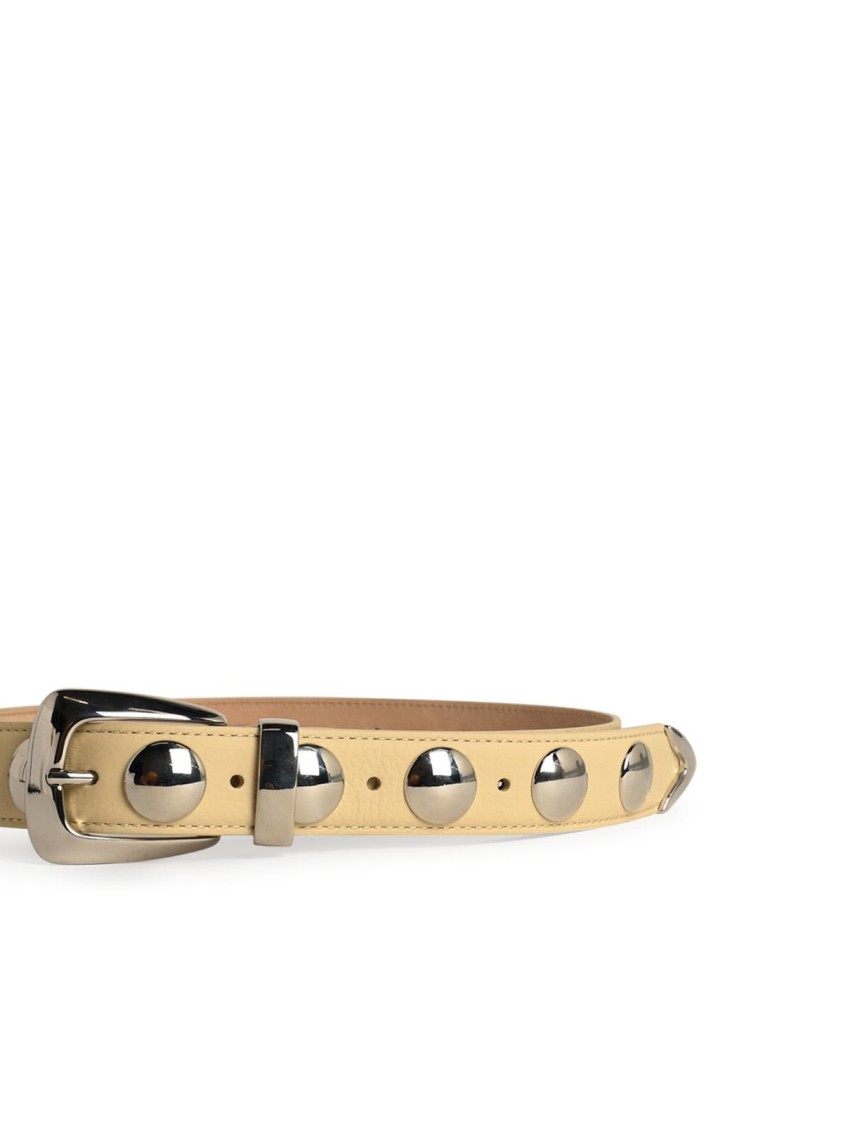 Khaite Benny Studs' Ivory Leather Belt In Neutrals