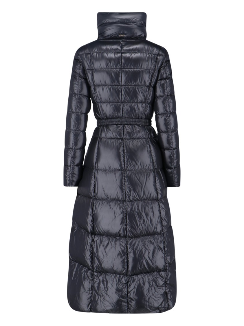 Herno Maxi Puffer Jacket With Belt And High Collar In Black