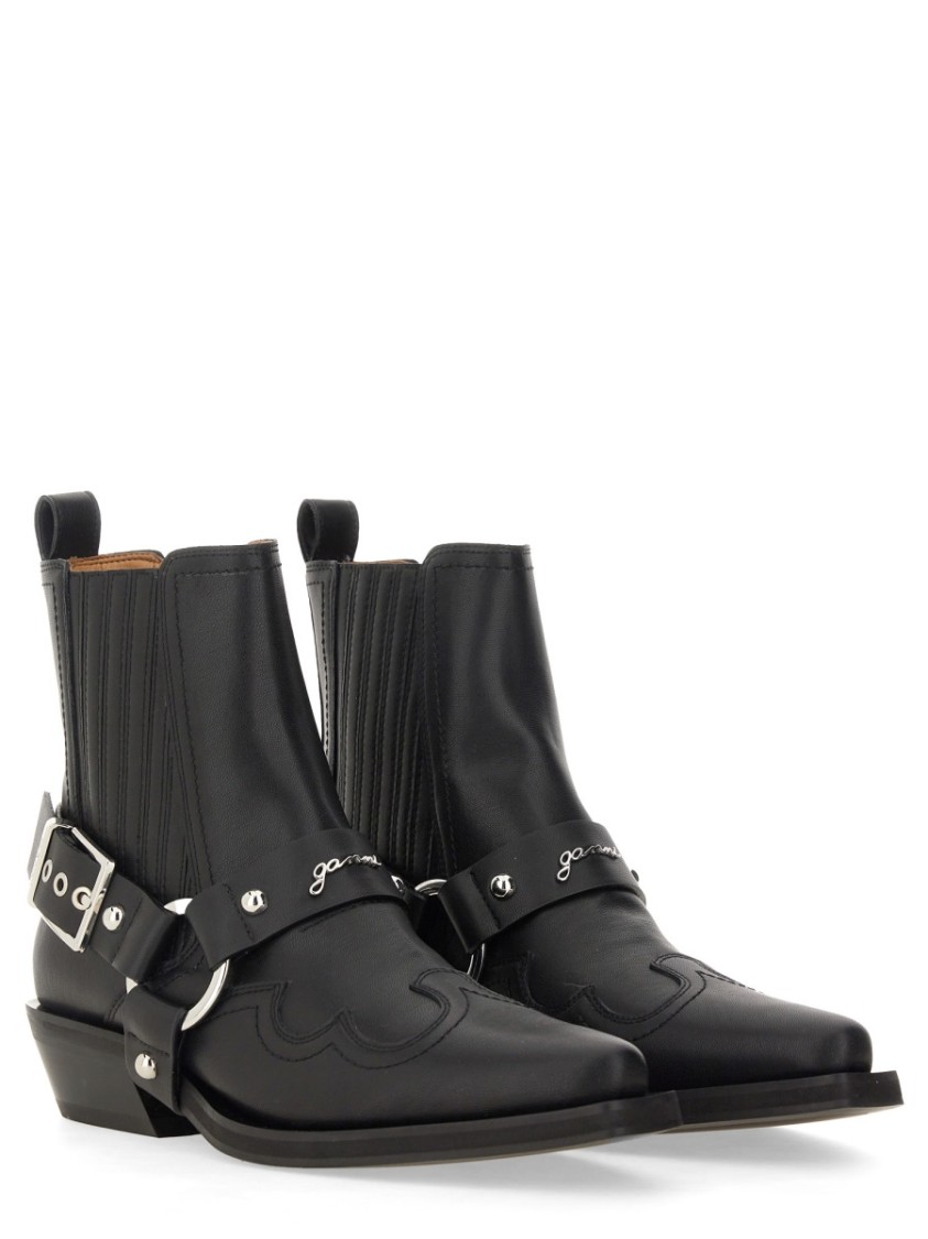 Ganni Woman Ankle Boots Black Size 8 Textile Fibers In Black