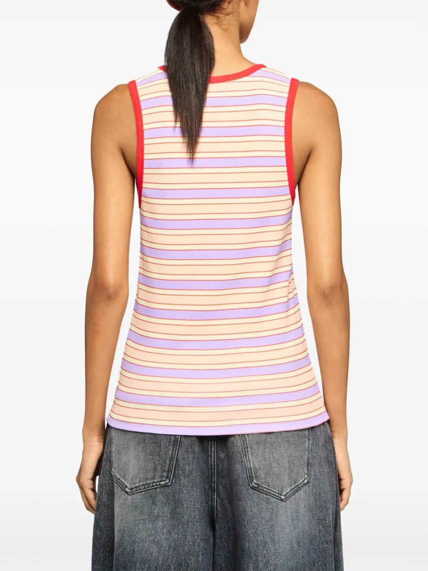Jw Anderson Scoop Neck Sleeveless Top With Horizontal Stripes In Multicolor