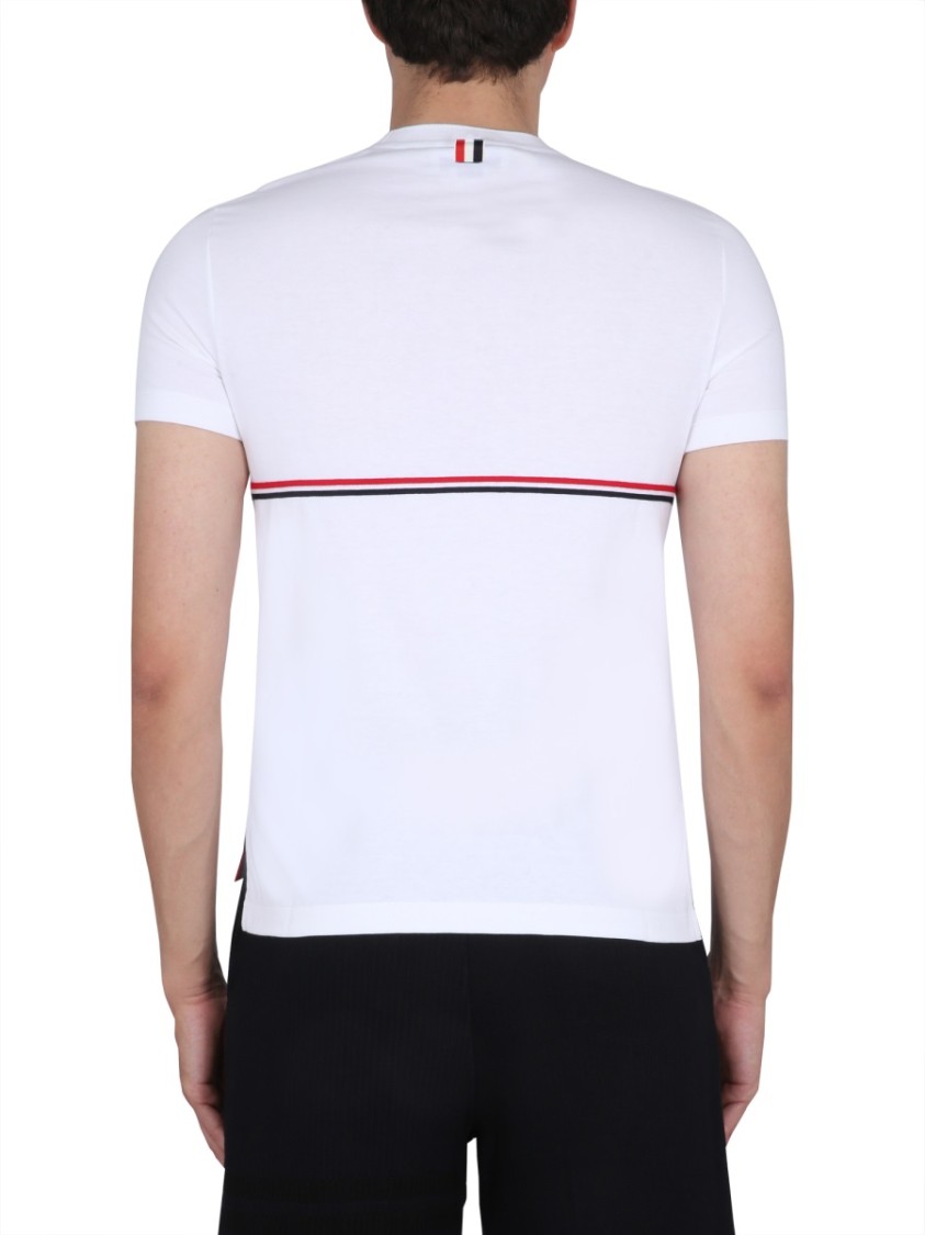 Shop Thom Browne Rwb Stripe T-shirt In White