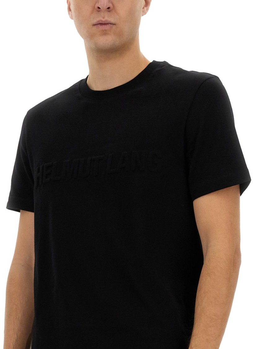 Shop Helmut Lang Embossed Logo T-shirt In Black