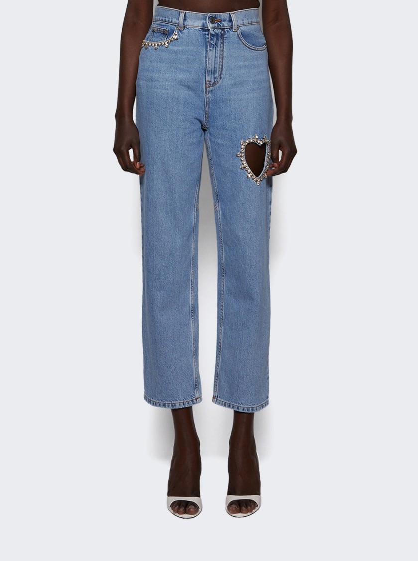 AREA AREA CRYSTAL HEART JEAN LIGHT BLUE