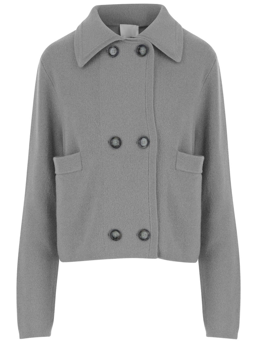 Allude Sophisticated Wool And Cashmere Jacket With Double-breasted Closure In Gray