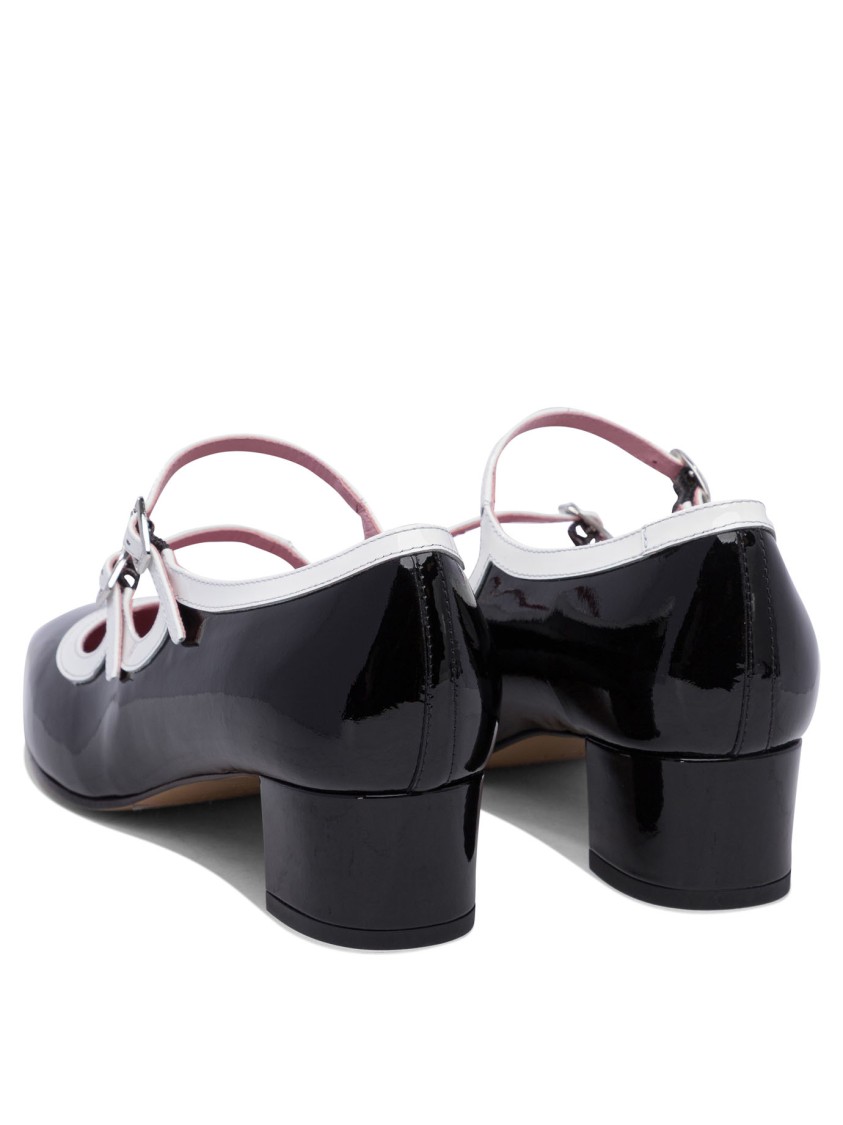 Carel Paris Block Heel Shoes With Glossy Finish In Black