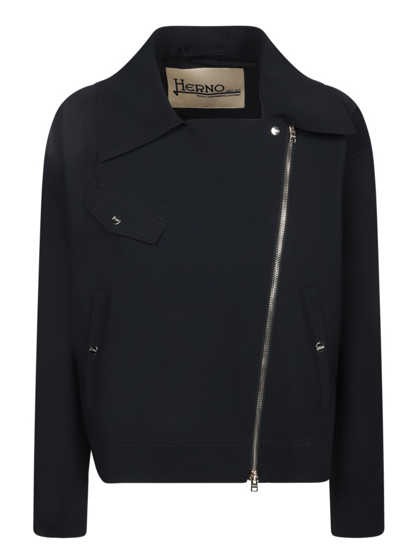 Herno Biker Jacket With Asymmetrical Zip Closure