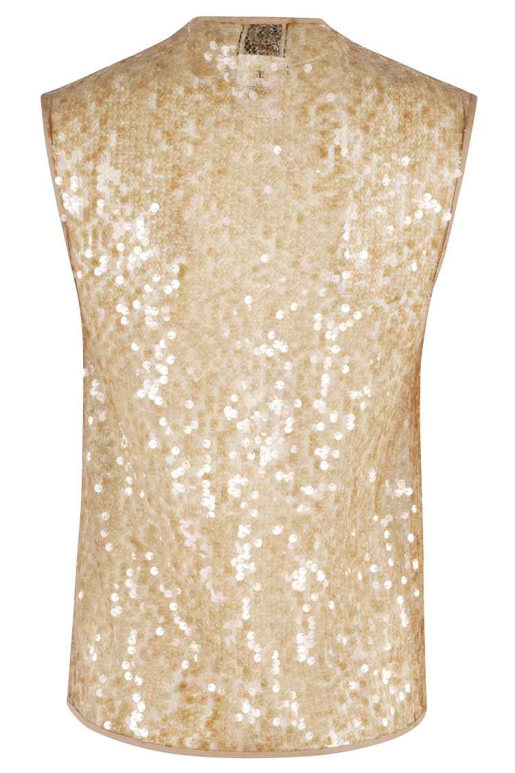 ALYSI ALYSI LACE PAILLETTES V-NECK TOP
