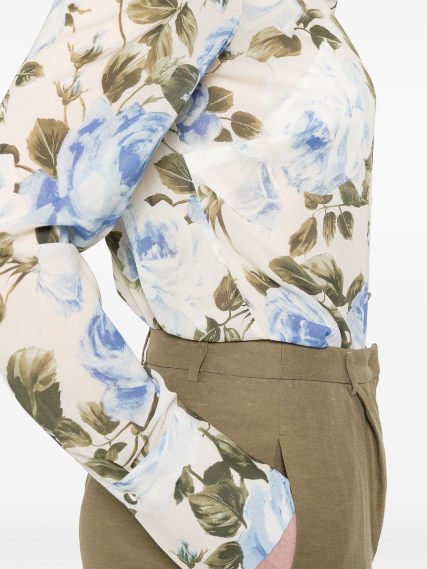 Shop Blugirl Long-sleeved Floral Print Shirt In Multicolor