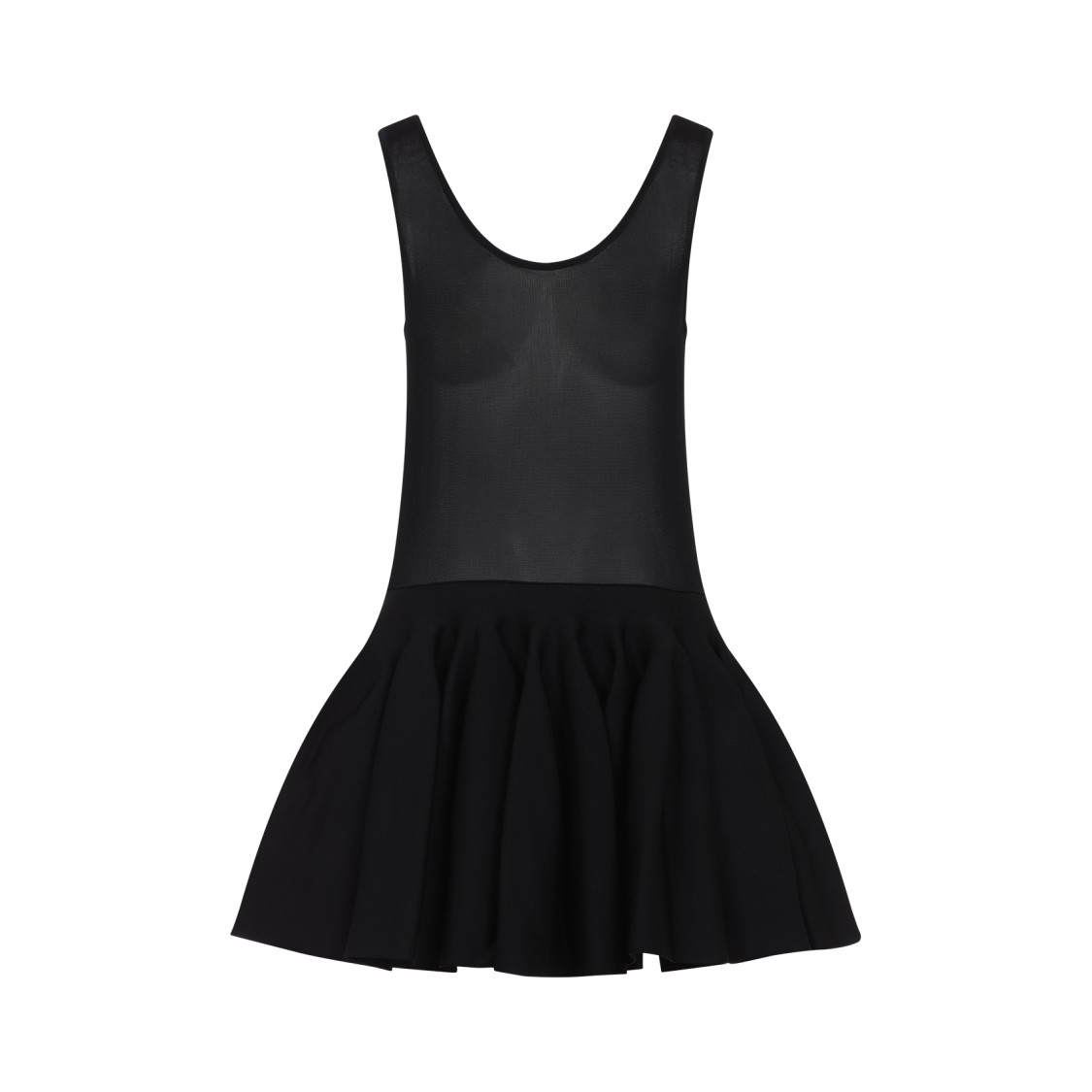 Shop Alaïa Godet Black Viscose Mini Dress