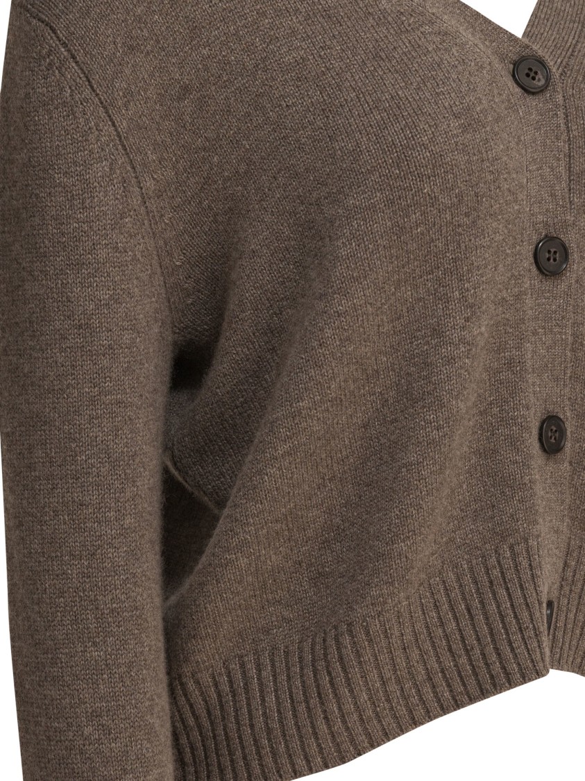 Lisa Yang Cropped Cashmere Cardigan With V-neckline In Brown