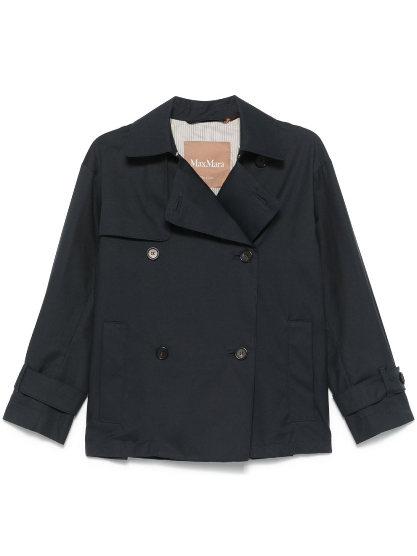Max Mara Double-breasted Blue Parka With Cropped Silhouette In Blue