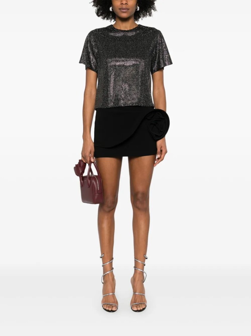 Giuseppe Di Morabito Textured Black Viscose T-shirt In Multi