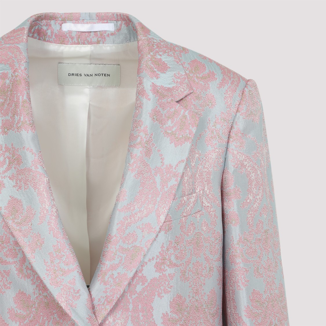 Dries Van Noten Tailored Blazer With Damask Pattern In Blue