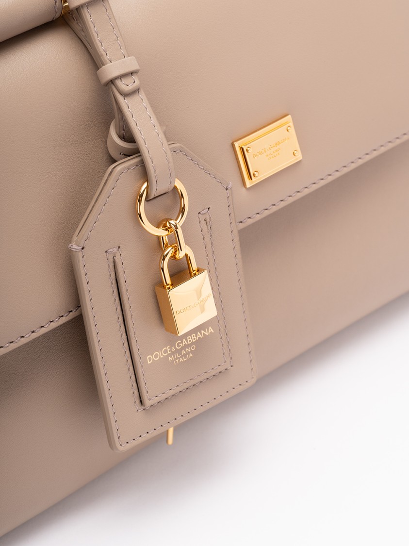 Dolce & Gabbana Structured Calf Leather Shoulder Bag In Brown