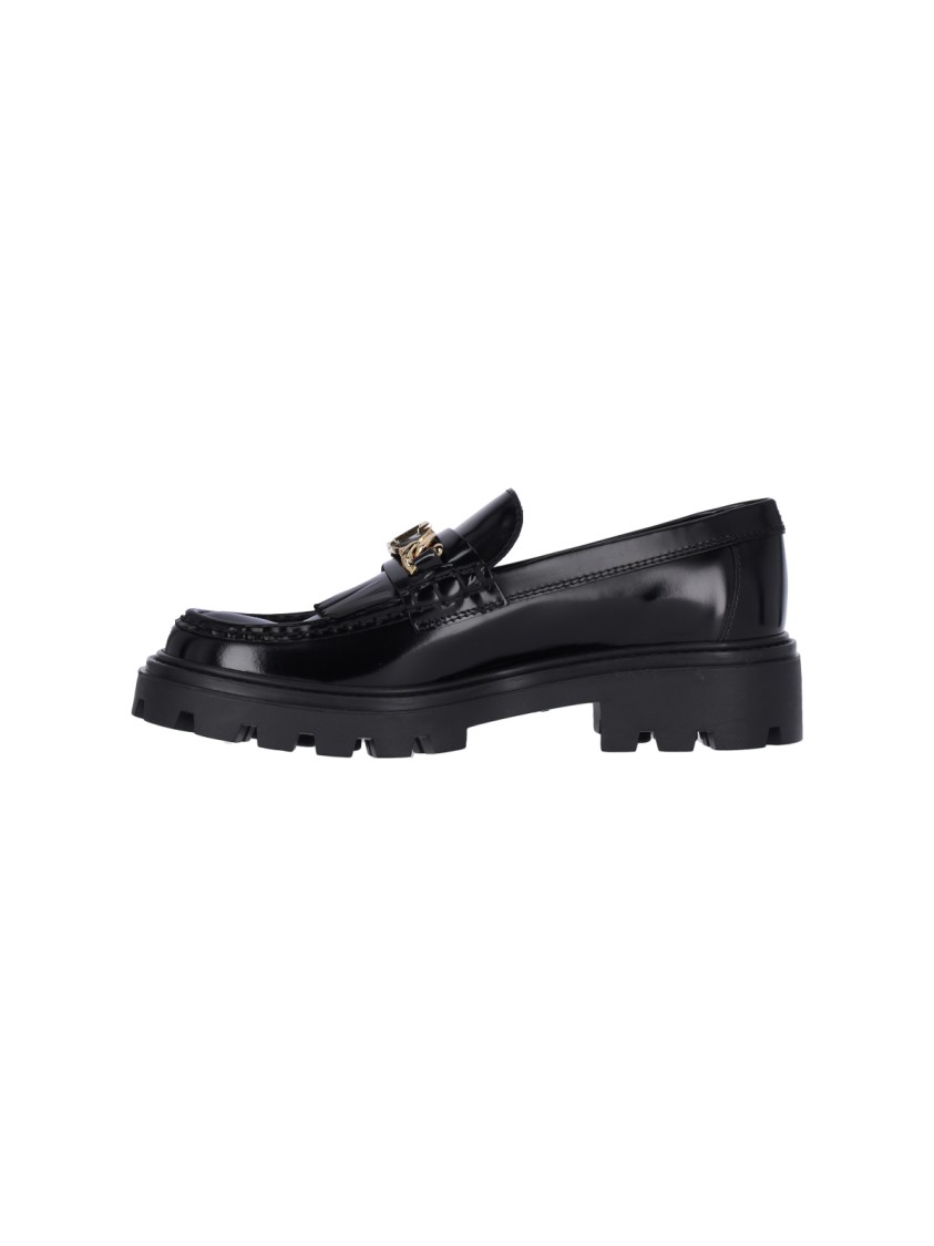 TOD'S TOD'S FRINGED' MOCCASINS – BLACK